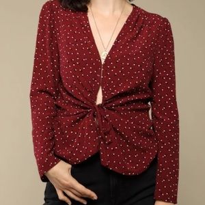 Rouje Paris Yasmine Blouse Maroon Polka Dot